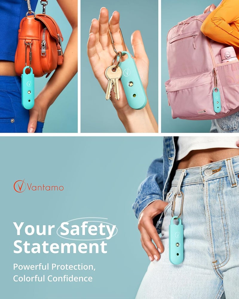 Vantamo Personal Alarm for Self Defense with Low Battery Notice, Strobe Light & Extra Loud 130 dB Double Speakers Safety Keychain Set for Women, Rechargeable Panic Button for Womens Self Defense - Image 2